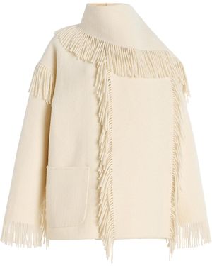 TOTEME Fringed Wool Scarf Jacket - Natural