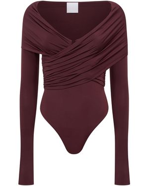 Paris Georgia Basics Otto Cross Detailed Bodysuit - Purple