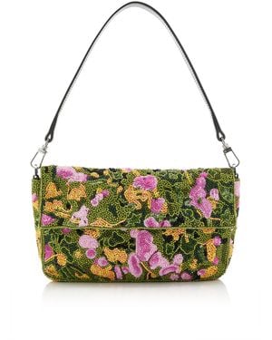 STAUD Timmy Convertible Beaded Leather Bag - Metallic