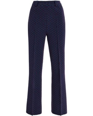High Sport Charlie Cotton-Blend Geo-Jacquard Flared Trousers - Blue