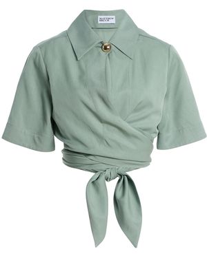 Matthew Bruch Collared Wrap Top - Green