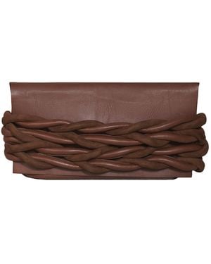 Johanna Ortiz Glamourous Journey Medium Leather Clutch - Brown