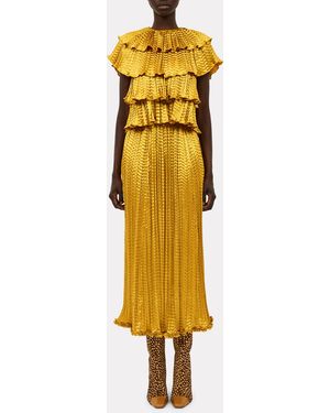 Ulla Johnson Lira Pleated Maxi Skirt - Yellow