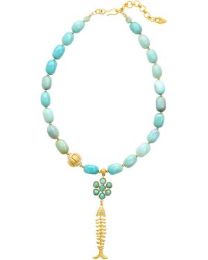 Brinker & Eliza Wave Dancer 24K-Plated Necklace - Blue