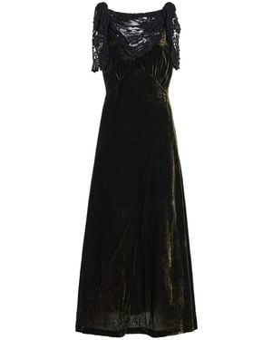 Sea Norabelle Lace-Detailed Velvet Maxi Dress - Black