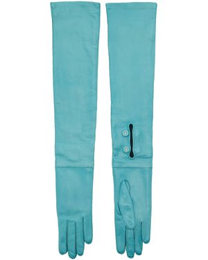 Prada Long Leather Gloves - Blue
