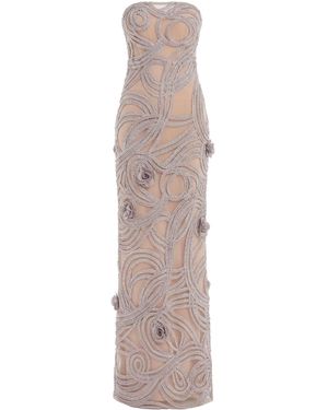 Greta Constantine Plumore Embroidered Maxi Dress - Natural