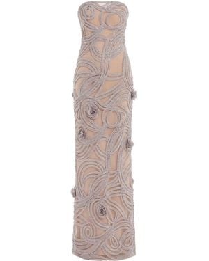 Greta Constantine Plumore Embroidered Maxi Dress - Natural