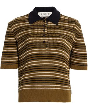 Rohe Striped Knit Cotton-Blend Polo Shirt - Green
