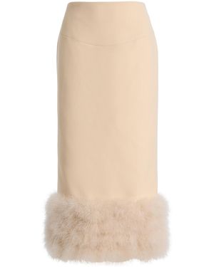 Harithand Exclusive Pencil Feathered Midi Skirt - Natural