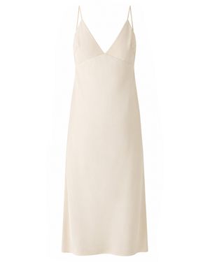 Kate Hundley Exclusive Triangle Bias Silk Midi Slip Dress - White