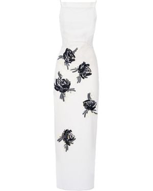 DES_PHEMMES Floral Bead-Embellished Maxi Dress - White