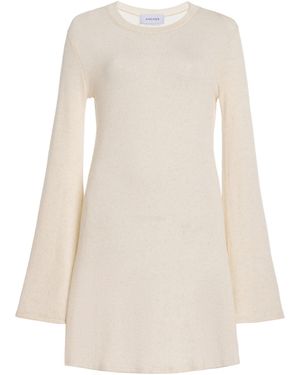 Anemos Bell-Sleeve Knit Linen Mini Dress - White