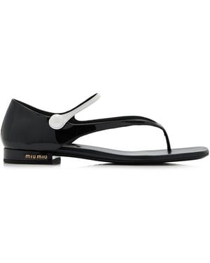 Miu Miu Leather Sandals - Black