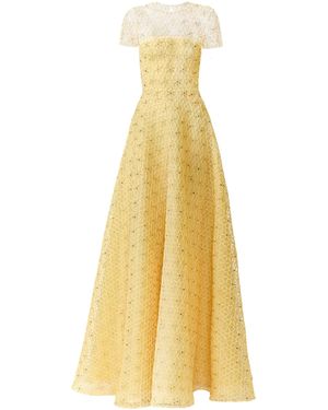 Naeem Khan Abstract Cording Lace Gown - Yellow