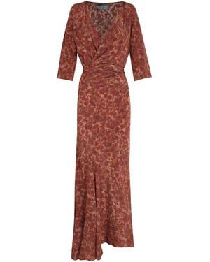Cortana Carla Wrap Top Silk Maxi Dress - Red