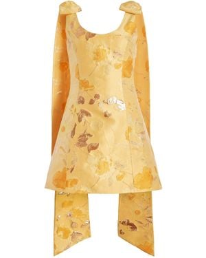 Markarian Gita Draped Floral Brocade Mini Dress - Yellow