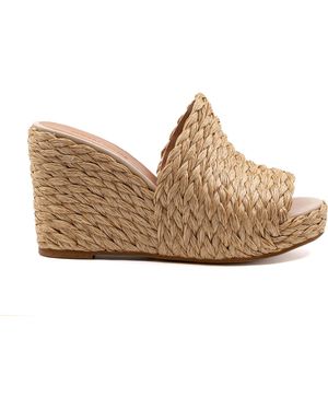 Andrea Gomez Exclusive Gloria Raffia Wedge Sandals - Natural