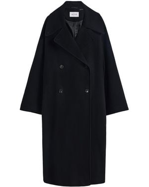 Auteur Double-Breasted Wool-Blend Peacoat - Black