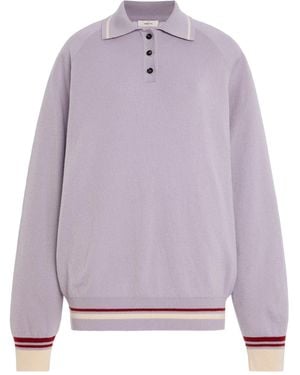 AMIYA Yale Relaxed Wool Polo Top - Purple