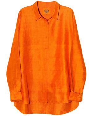 Coniglio Palm Beach Classic Relaxed Silk Button-Down Shirt - Orange
