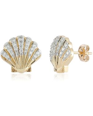 Mateo Diamond Venus Shell Studs - White