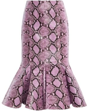 LAQUAN SMITH Leather Flounce Midi Skirt - Purple