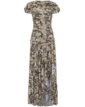 Siedres Adeline Gathered Velvet Maxi Dress - White