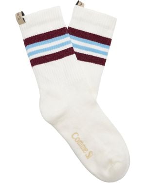 Comme Si The Striped Tube Sock - White