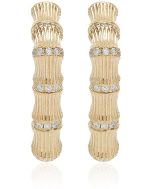 Yvonne Léon Bamboo 9k Yellow Gold Diamond Earrings - White