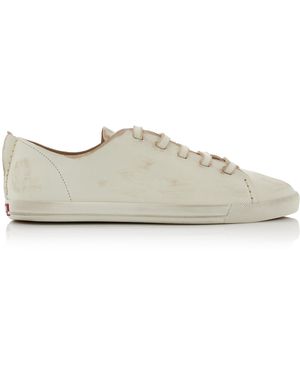 Prada Antiqued Leather Trainers - White
