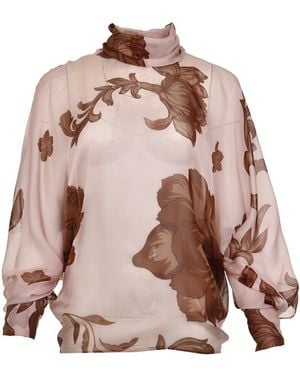 Francesca Miranda Garden Floral Silk Top - Pink