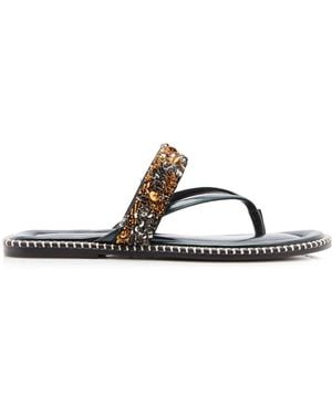 Dries Van Noten Sequin Embellished Leather Sandals - Metallic