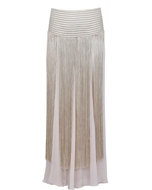 Francesca Miranda Golden Thread Silk Maxi Skirt - White