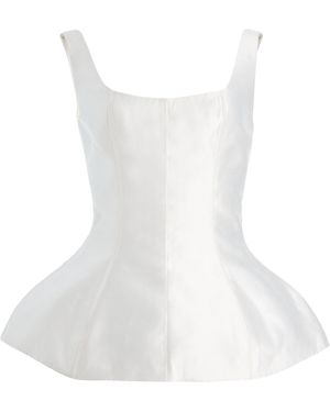 Marlies Grace Ivy Satin Peplum Top - White