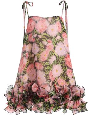 Carolina Herrera Ruffled Powderpuff Crepe Organza Top - Pink
