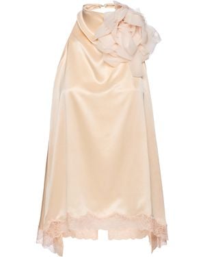Magda Butrym Lace-Trimmed Silk Top - Natural