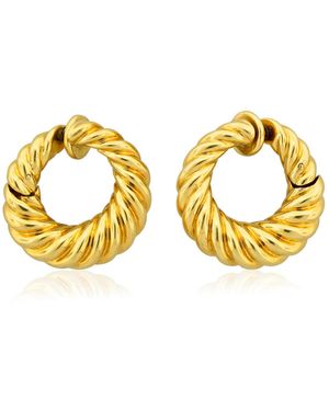Simon Teakle Van Cleef & Arpels 18K Fluted Hoop Earrings - Metallic