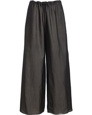Kallmeyer Cairo Pinstriped Silk Trapped Poplin Wide-Leg Trousers - Black