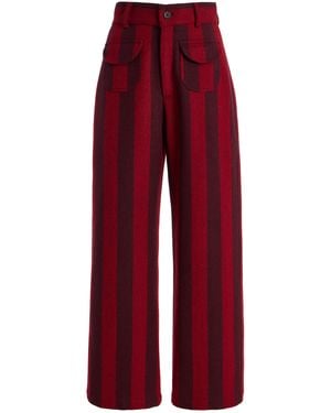 La Veste Jason Striped Wool Pants - Red