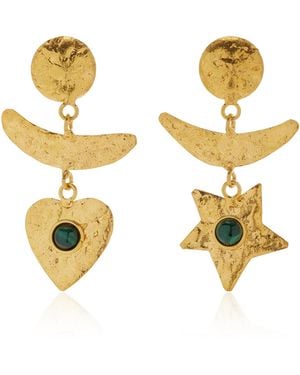 Sylvia Toledano Sol Y Luna 22k Gold-plated Malachite Earrings - Metallic