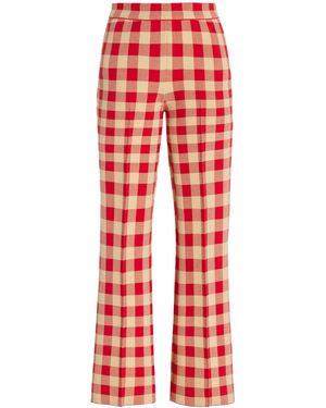 High Sport Exclusive Kick Gingham Stretch-cotton Knit Cropped Flared Trousers