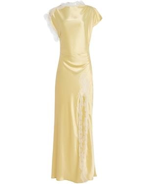 Anna Quan Exclusive Martha Lace-trimmed Satin Maxi Dress - Metallic