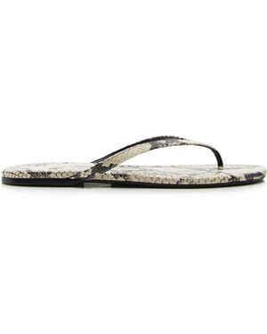 STAUD Freja Snake-Effect Leather Thong Sandals - White