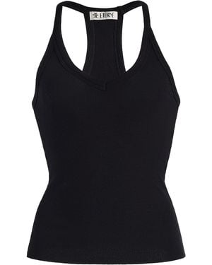 ÉTERNE Ribbed Jersey Racerback Tank Top - Black