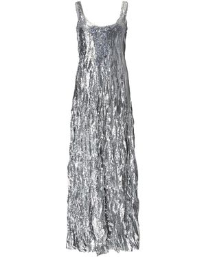 Marmar Halim Sequined Crinkled Silk Gown - White