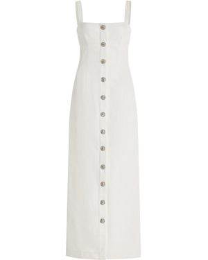 Adam Lippes Camille Button-detailed Stretch-cotton Midi Dress - White