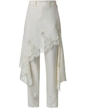 Monse Mid-Rise Straight-Leg Lace-Skirt Stretch-Wool Trousers - White
