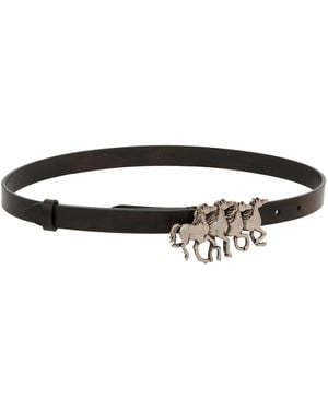 Chloé Running Horses Leather Belt - Black