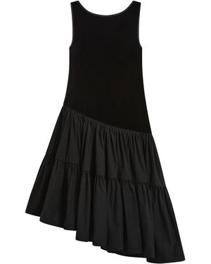 Posse Dean Drop-Waist Velvet Midi Dress - Black